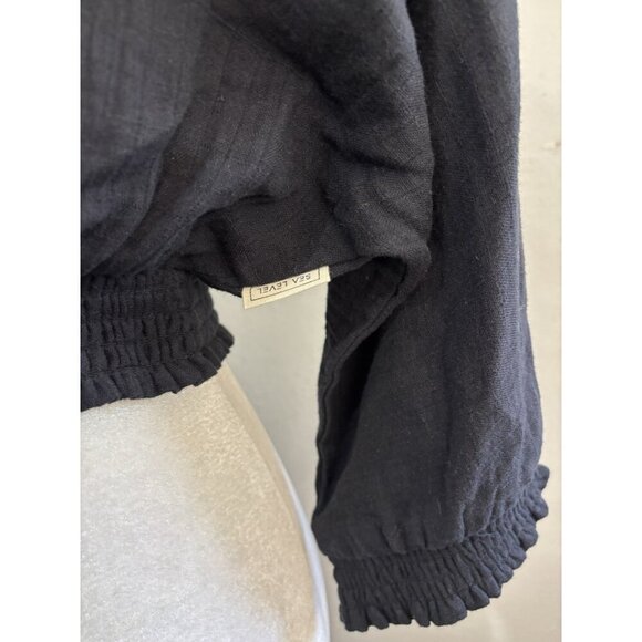 Sea Level Swim Australia Sunset Crop Blouse Gauzy Size XS Black - Picture 5 of 14